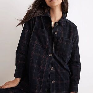 NWT madewell Corduroy Kentwood Oversized Shirt-Jacket in Plaid
